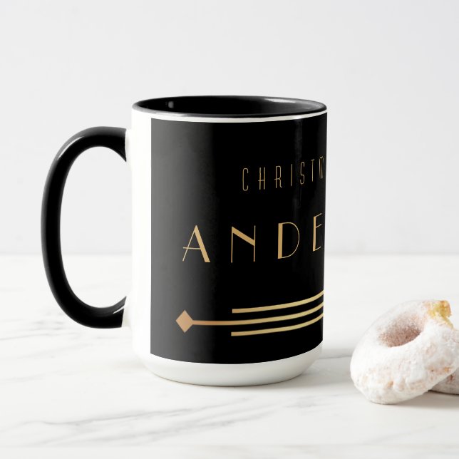 Caneca de café elegante de Natal em art déco (Com Donut)