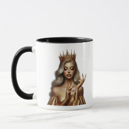 Caneca de Café Elegante Dourada Rainha em Duas Cor