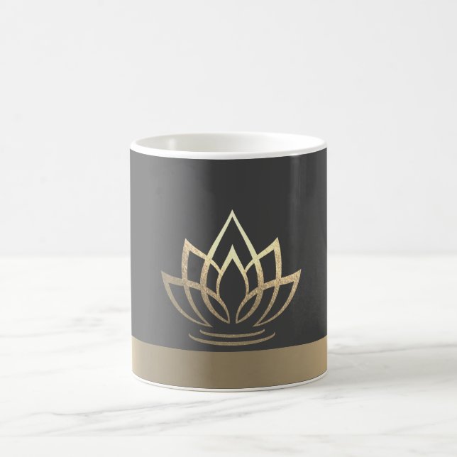 Caneca De Café Elegante Dourado Lotus, Yoga (Centro)