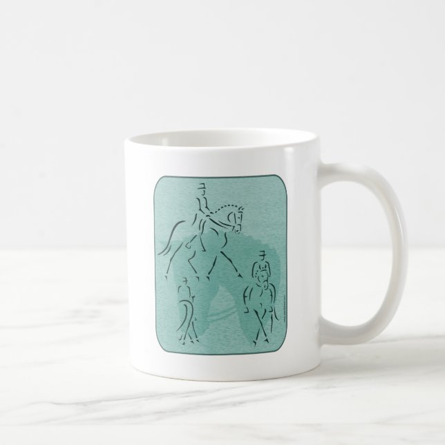 Caneca De Café Elegante Dressage Horse Design em Teal (Direita)
