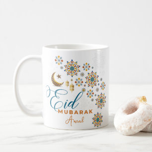 Caneca De Café Elegante Eid Mubarak - Estrelas da Lua da Caligraf