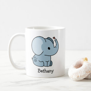 Caneca De Café Elegante Elefante Caprichoso de Desenho Personaliz
