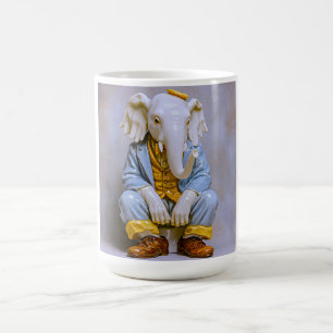 Caneca De Café Elegante Elefante Terno Azul