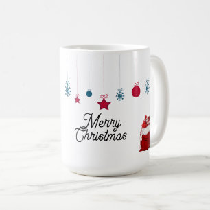 Caneca De Café Elegante em Branco e Vermelho Feliz Natal
