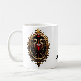 Caneca De Café Elegante emblema cardíaco luxuoso.