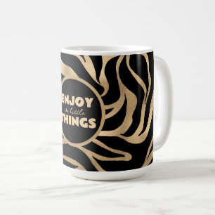 Caneca De Café Elegante Estampa Animal em Preto e Dourado Metálic