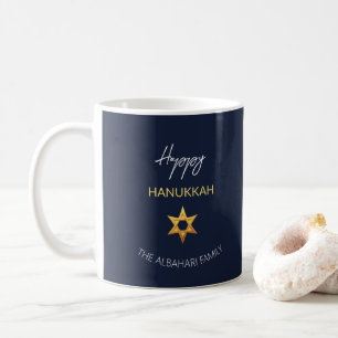 Caneca De Café Elegante Feliz Hanukkah Estrela de Davi Dourada