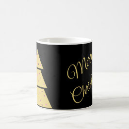 Caneca De Café Elegante Férias em Preto e Dourado