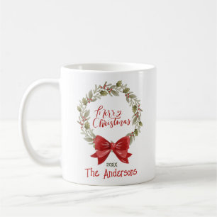 Caneca De Café Elegante Festivo Feliz Festa de Natal Arco Vermelh
