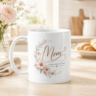 Caneca De Café Elegante Floral Aquarela Mãe Um Amor Sem Igual
