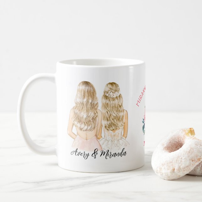 Caneca De Café Elegante Floral Blond Boho Bridesmaid Proposta (Com Donut)