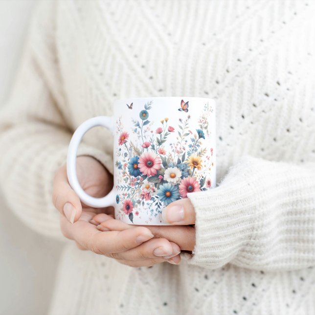 Caneca De Café Elegante Floral Blooms (Criador carregado)