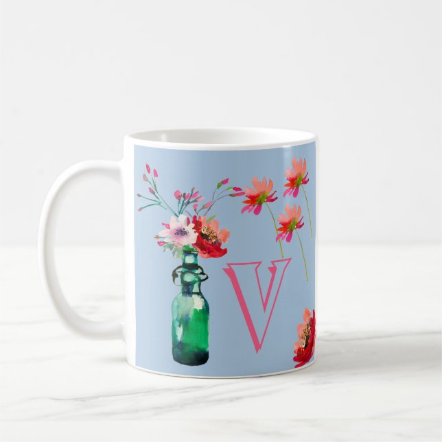 CANECA DE CAFÉ ELEGANTE FLORAL COM UM PRIMEIRO (Esquerda)