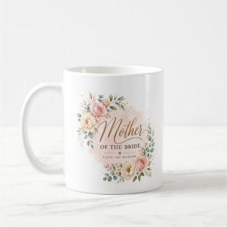 Caneca De Café Elegante Floral Mãe da Noiva Casamento Personaliza
