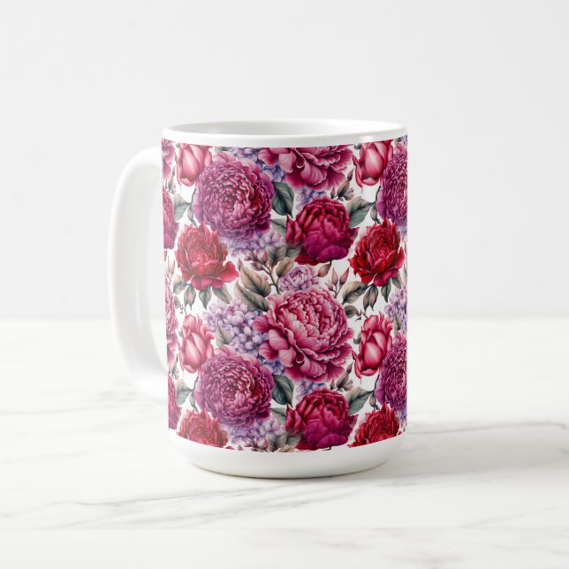 Caneca De Café Elegante Floral Mug (Frente Esquerda)