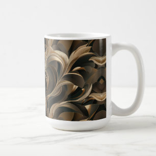 Caneca De Café Elegante Fluxo Botânico Dourado
