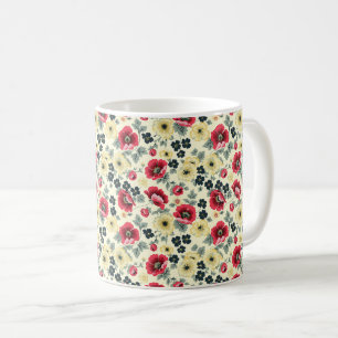 Caneca De Café Elegante Fofo Sofisticado Chique Romântico Floral