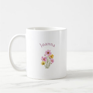 Caneca De Café Elegante Fofo Sofisticado Nomeado Romântico Floral
