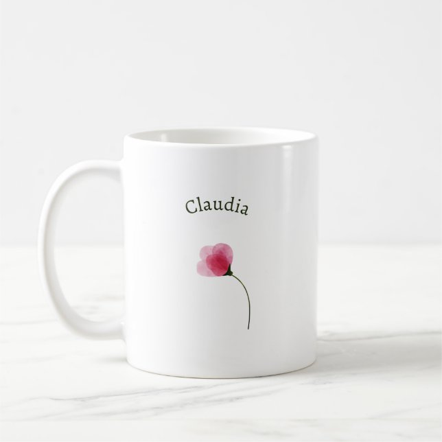 Caneca De Café Elegante Fofo Sofisticado Rústico Romântico Floral (Esquerda)