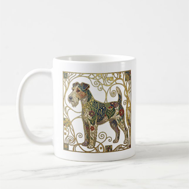 Caneca De Café Elegante Fox Terrier da Secessão Vienense (Esquerda)