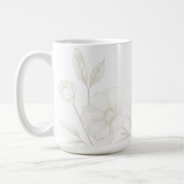 Caneca De Café Elegante Fundo de Moldura de Arte de Linha Floral