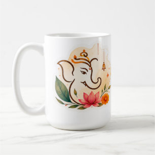 Caneca De Café Elegante Ganesha Lotus Diwali