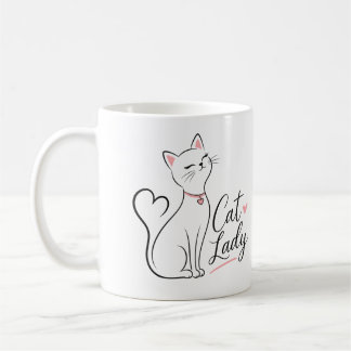 Caneca De Café Elegante Gata Mãe Coração Cauda Gata Senhora Fofo
