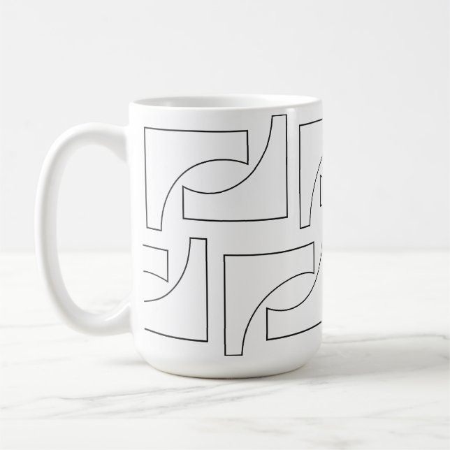 Caneca De Café Elegante Geométrico Preto e Branco Moderno (Esquerda)