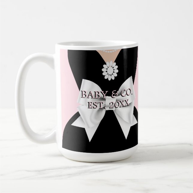 Caneca De Café Elegante Glam Rosa Bebê e Mamãe de Gravidez Co. (Esquerda)