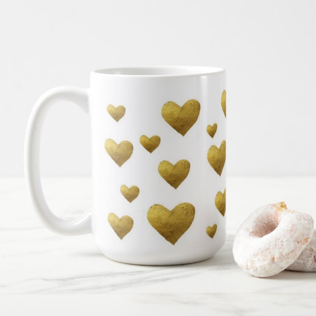 Caneca De Café Elegante Goldherz Tasse Ein Hauch von Liebe (Com Donut)