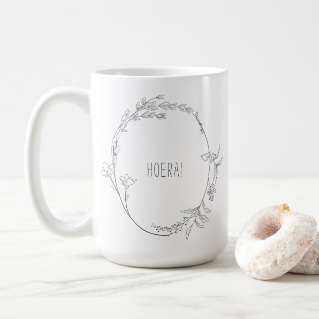 Caneca De Café Elegante Hoera Je Wordt Oma Aankondiging Mok (Com Donut)
