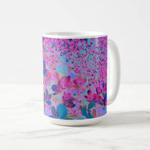 Caneca De Café Elegante Hortênsia Limelight Azul Escuro e Magenta