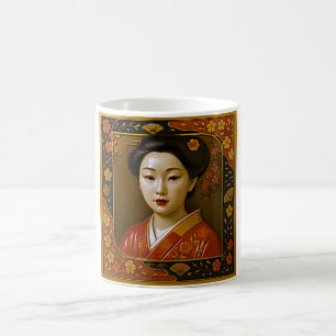 Caneca De Café Elegante Japonês Geisha