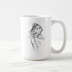 Caneca De Café Elegante Koi Fish Abstrato Sketch