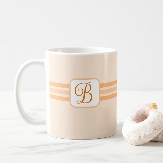 Caneca De Café Elegante Laranja Claro Rico inicial (Com Donut)