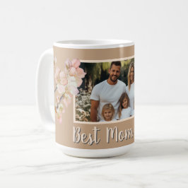 Caneca De Café Elegante laranja floral personalizada mãe fotográf