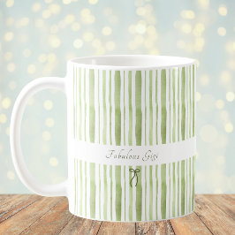 Caneca De Café Elegante Listra Verde Sage Grandmillennial Casa de