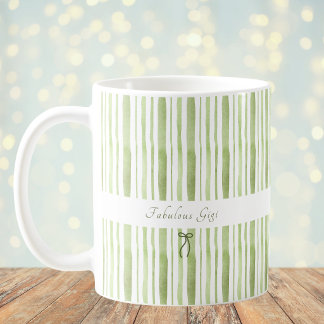 Caneca De Café Elegante Listra Verde Sage Grandmillennial Casa de