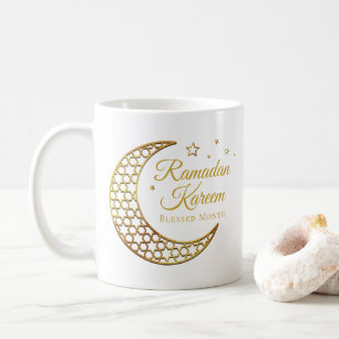 Caneca De Café Elegante Lua Crescente em Filigrana Dourada Ramada