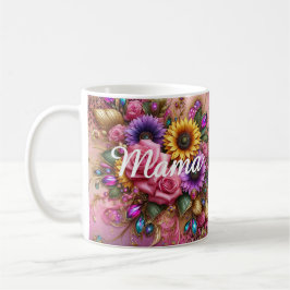 Caneca De Café Elegante Mama Design - Fusão Floral e Glitter