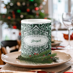 Caneca De Café Elegante Mandala Mug Verde