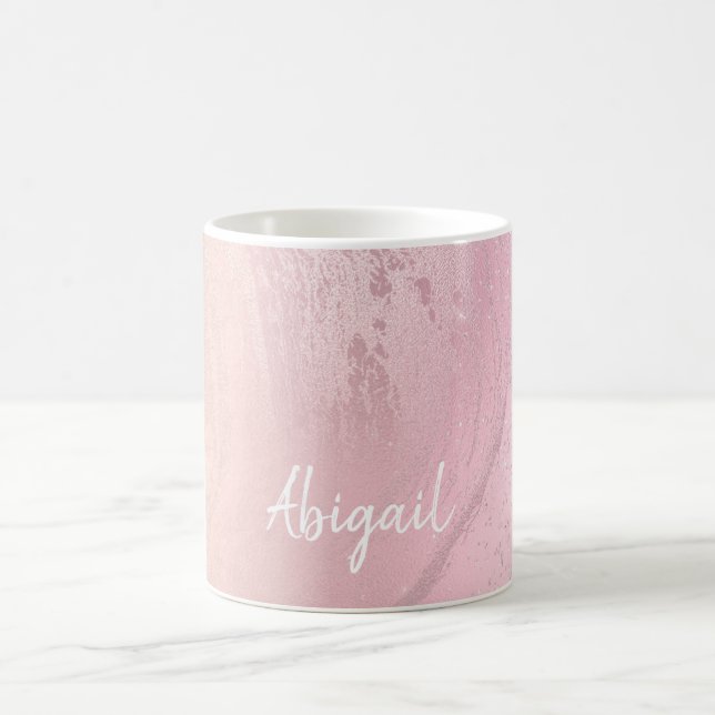 Caneca De Café Elegante mármore glitter dourado rosa ombre modern (Centro)