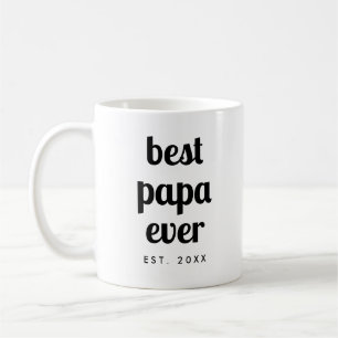 Caneca De Café Elegante Moderno Modelo Melhor Script Papa Ever