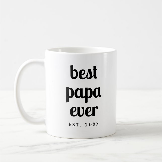Caneca De Café Elegante Moderno Modelo Melhor Script Papa Ever (Esquerda)