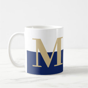 Caneca De Café Elegante Moderno Monograma Oferta de Marinho Doura
