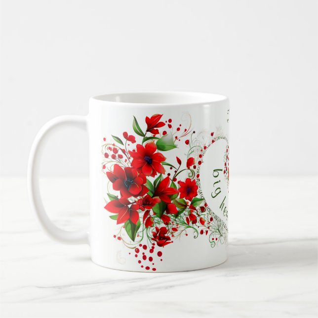Caneca De Café elegante monograma nome personalizado flores verme (Esquerda)