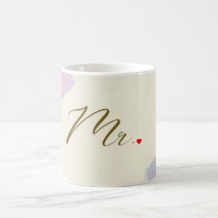 Caneca De Café Elegante Mug - Flores Azuis Suaves e Padrões Cláss