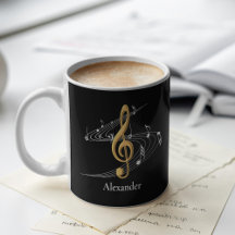 Elegante Musical Treble Clef Black Dourado Persona