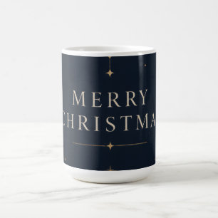 Caneca De Café Elegante Natal Celestial, estilo Midnight Navy