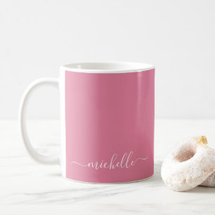 Caneca De Café Elegante Nome de Texto Personalizado Simples Cor R
